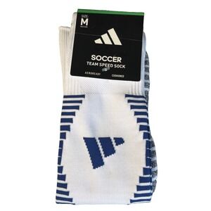 adidas Soccer Team Speed Sock Futbol 1 Pair Unisex Sz M White & Blue